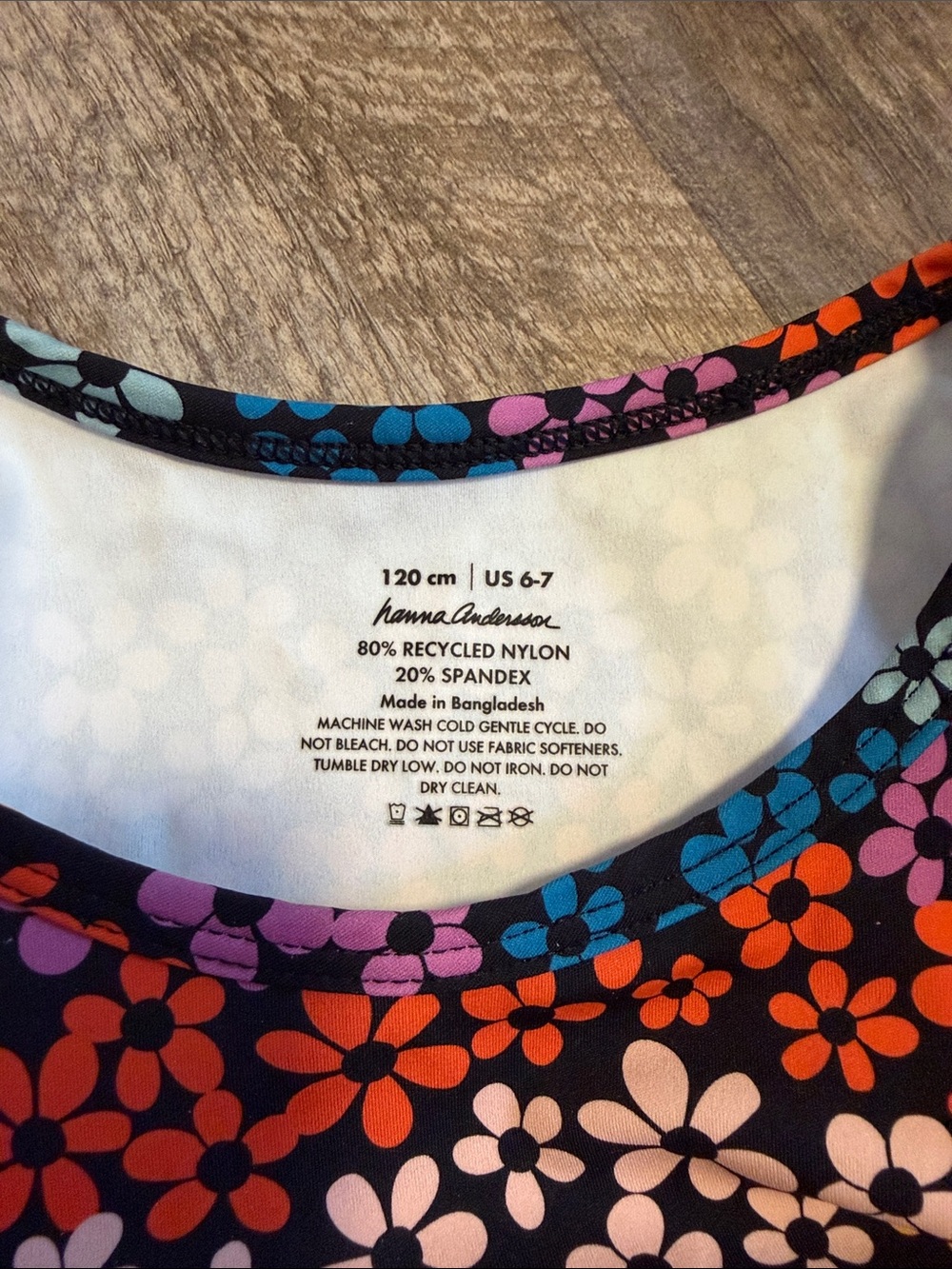 Hanna Andersson Girls Size 6-7, stretchy spandex Girls' Multicolor Floral Tank - Picture 3 of 3